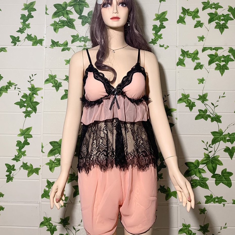 Đồ ngủ cosplay DenYa sexy chất voan hai dây nhiều màu với ren xuyên thấu, trẻ trung, quyến rủ, MV4