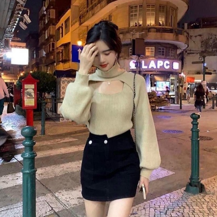 Áo Khoác Cardigan Thun Gân Cổ U Phối Áo Khoác Ngoài Dài Tay Chất Đẹp-Thời Trang -Sét Áo Len Gân Siêu Đẹp-C0440