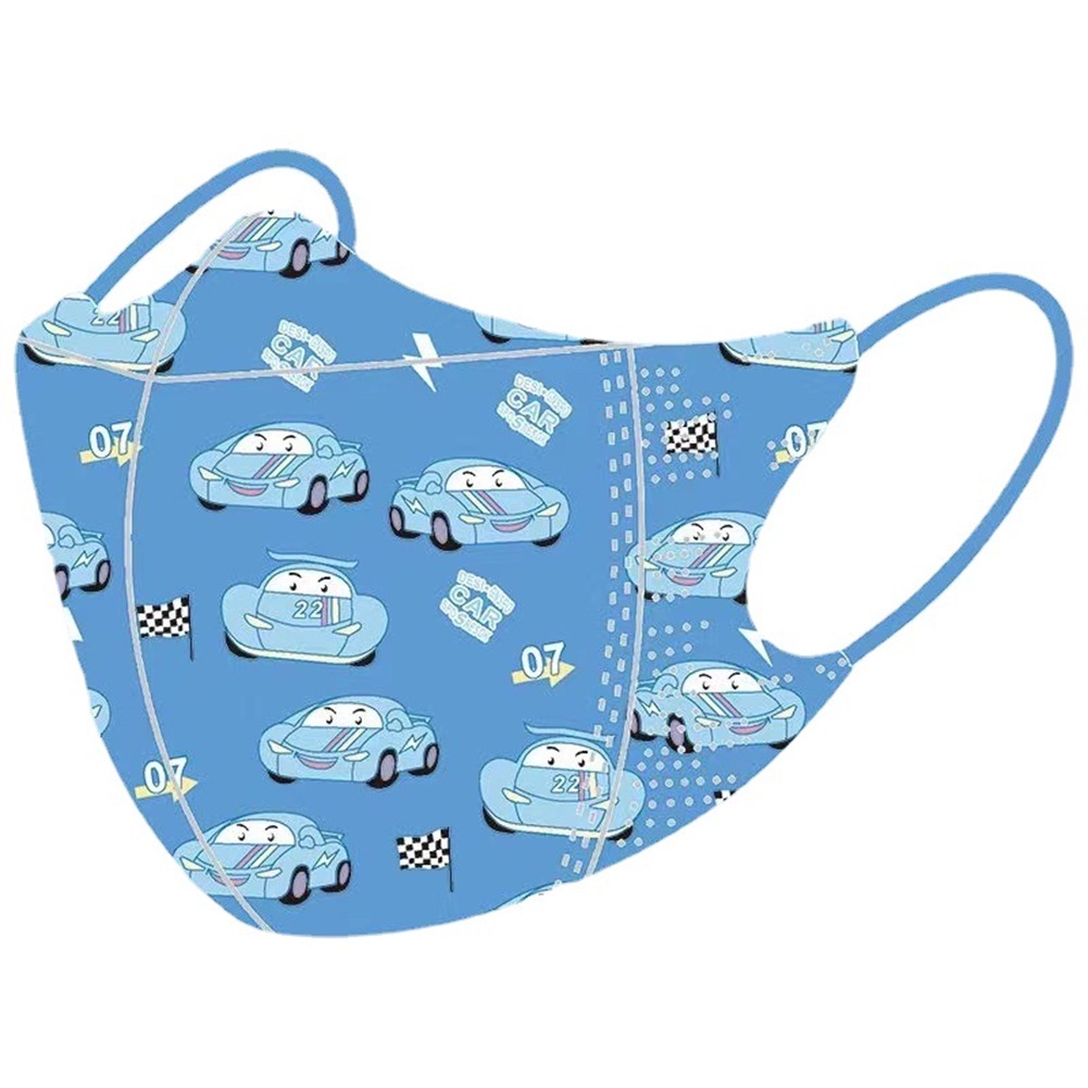 Bộ 10 Khẩu Trang 3 Lớp Dùng Một Lần In Họa Tiết Hoạt Hình Xe Hơi / Cá Mập / Công Chúa Elsa / Khủng Long 3D Cho