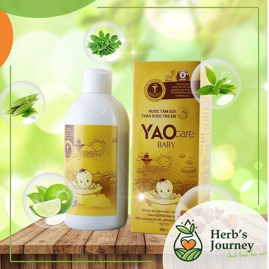 [TẶNG 10 KT] Yaocare baby nước tắm gội trẻ em thảo dược - Hết rôm sảy mụn nhọt - Từ thảo mộc tự nhiên - CTCP Dược Khoa