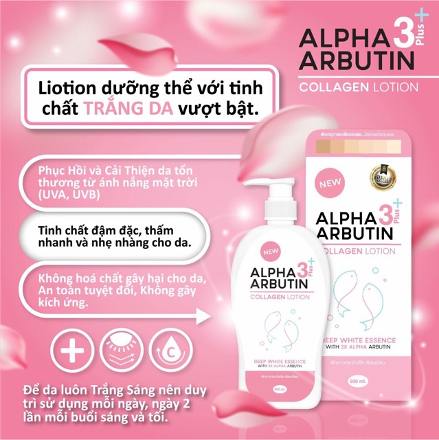 Lotion Sữa Dưỡng Trắng Da ALPHA ARBUTIN 3 Plus+ Collagen 500ml - Thái Lan