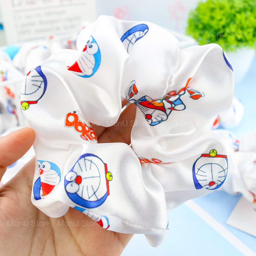 Cột tóc scrunchies vải lụa hình DORAEMON DOREMON dễ thương cute MON0203