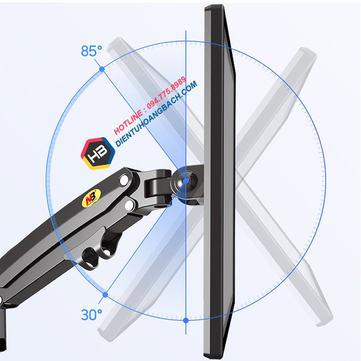 Giá Treo Hai Màn Hình NB H180 22 - 32 Inch - Tay Treo Màn Hình Máy Tính Kẹp Bàn Xoay 360 Độ [ Cao Cấp Hơn NB F160 ]