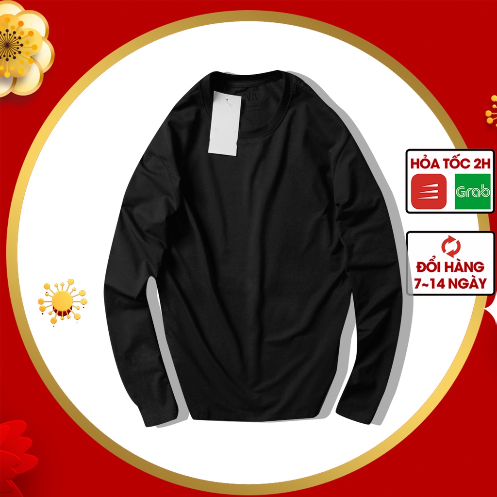 Áo Thun Tay Dài Nam  Kboy  Shop Áo Trơn Cotton Cổ Tròn 3 Màu, co giãn dáng suông, phong cách thu đông - V220