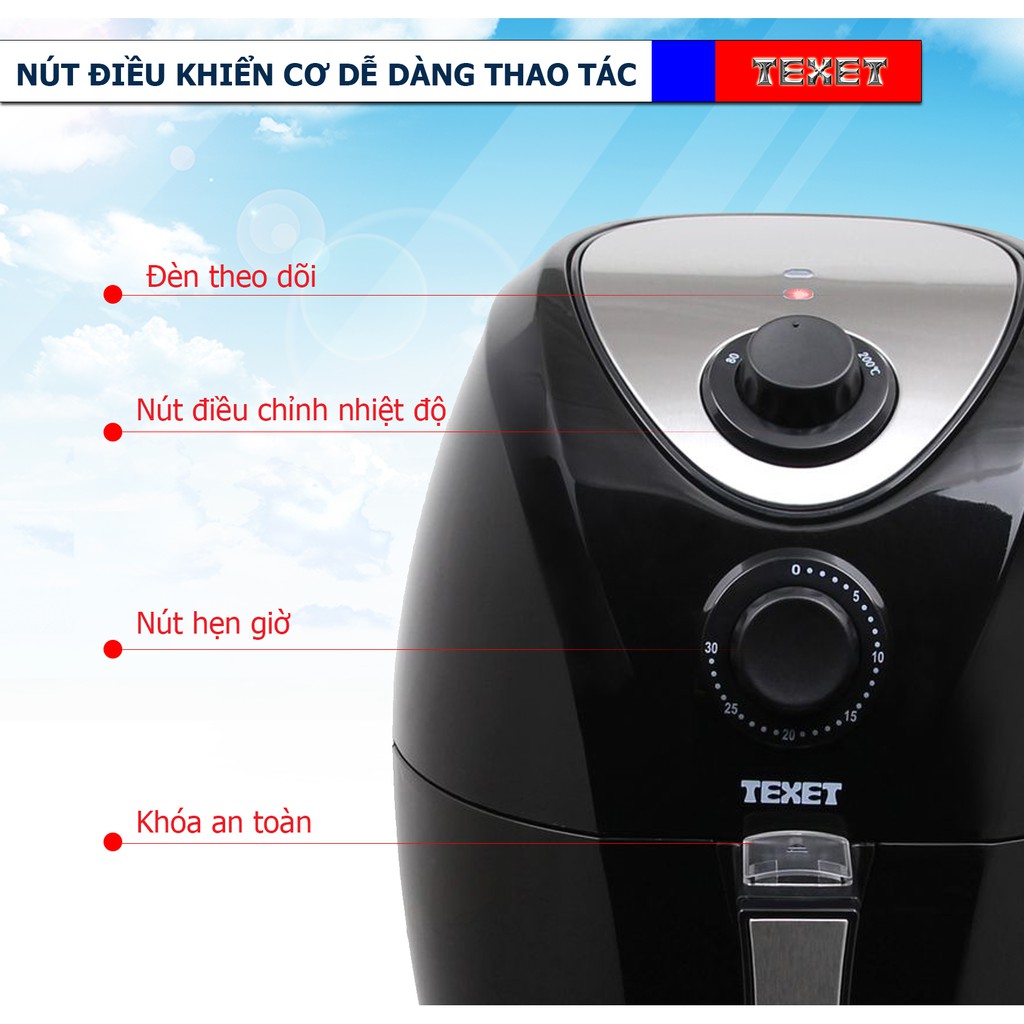 Nồi chiên không dầu và chân không AF-611 - Dung tích 3.2L - Công nghệ Anh Quốc - Tặng nón chống bụi mịn