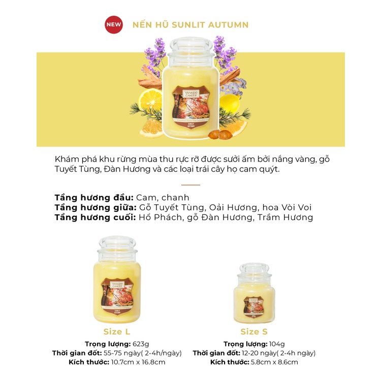 New Arrival - Nến hũ Yankee Candle size L - Sunlit Autumn (623g)