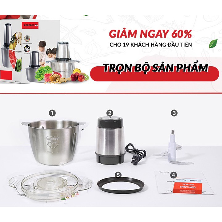 Máy xay thịt Onlife Store đa năng máy say thịt cối inox 304, cối xay thit 2L/3L chính hãng 4 lưỡi dao BH -12 tháng