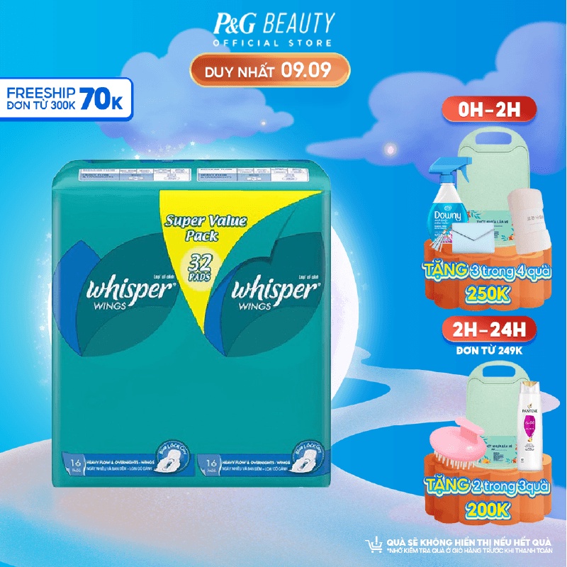 Băng vệ sinh Whisper có cánh đêm 32 miếng