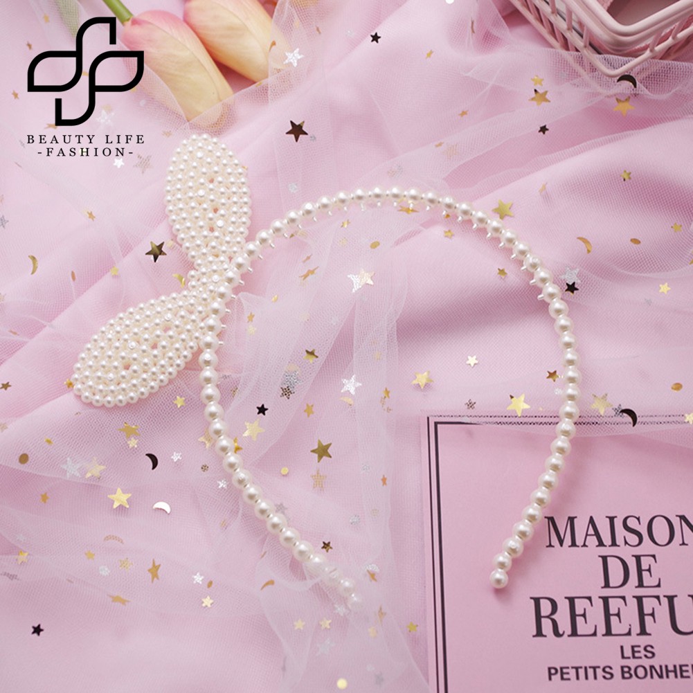 Cài tóc tai mèo đính ngọc trai giả dễ thương