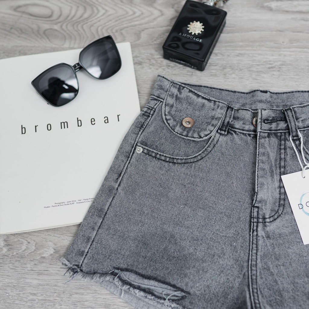 Quần Short Jean Kiểu 2 Nút, Quần Sooc Nữ Phong Cách 2 Màu