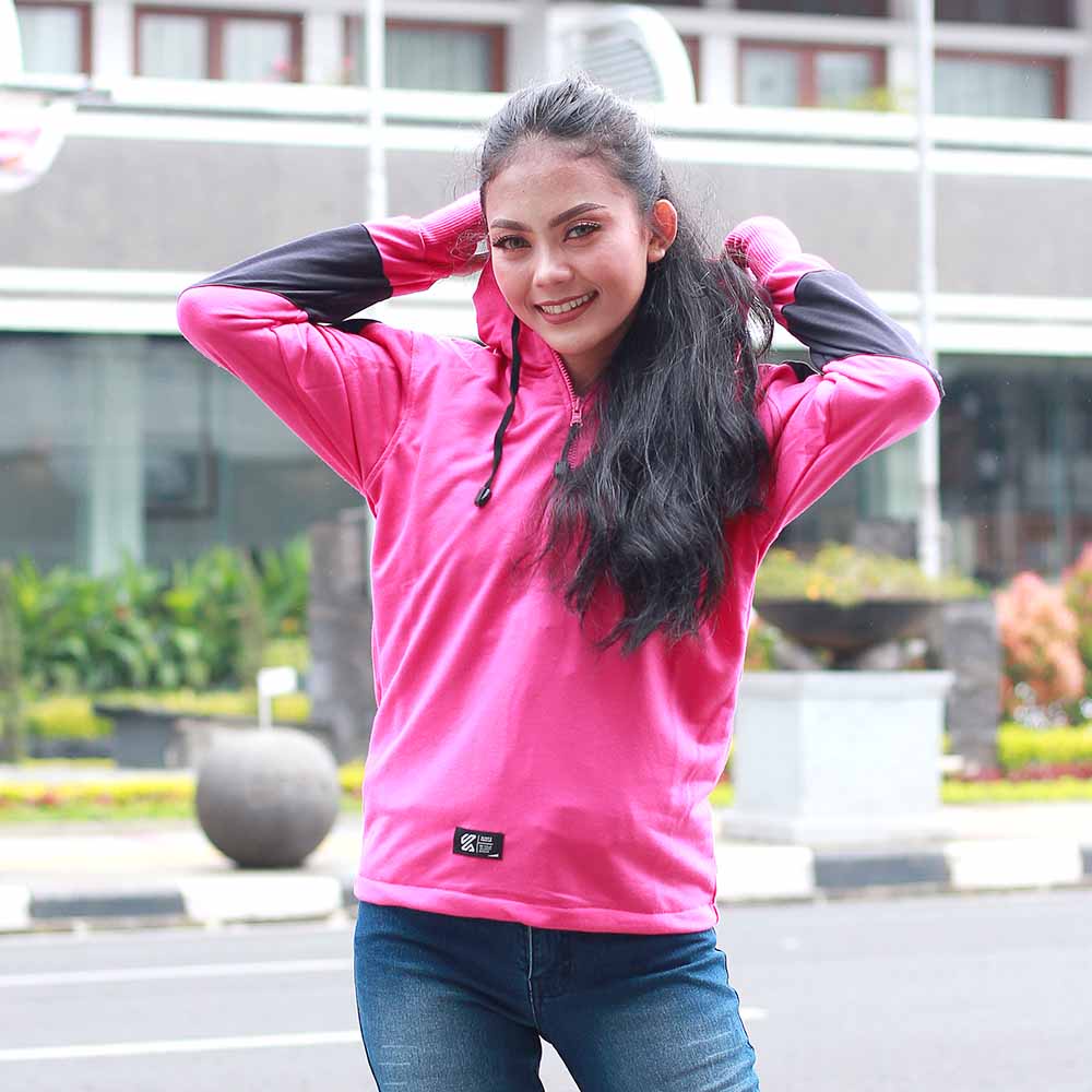 Áo Hoodie màu hồng phong cách Hàn quốc cho nữ