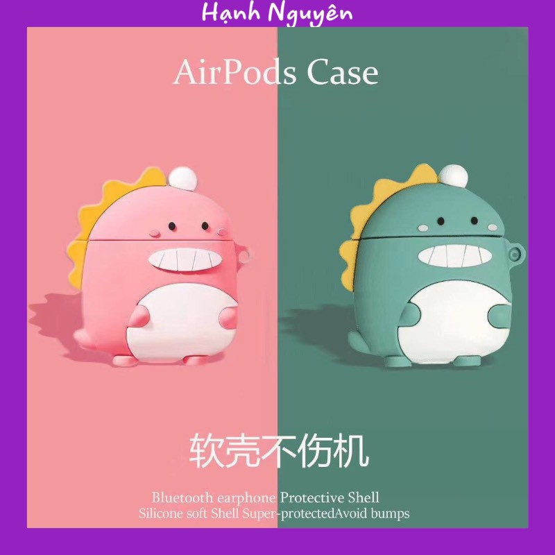 SIÊU CUTE Bọc khủng long xanh hồng cho airpod 1/2/3...Vỏ bọc tai nghe ko dây airpod 1/2/3 i11 i12...