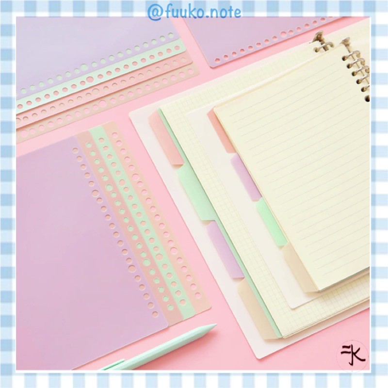 🔻( 2 loại) Set 4 bìa phân trang tab nhiều màu A5 B5 A4 sổ còng binder planner bullet journal