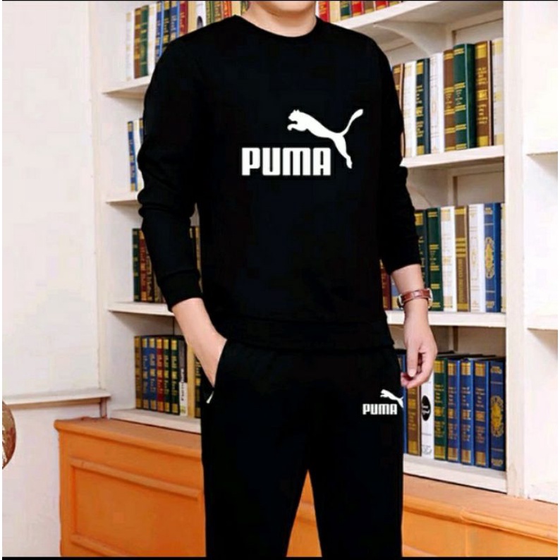Bộ Nỉ Nam Pu ma Thu Đông Cổ Tròn - Đồ Bộ Nam Thể Thao Trơn Cao Cấp Thu Đông - Set Đồ Bộ Nam Mặc Nhà Chất Nỉ Dài Tay