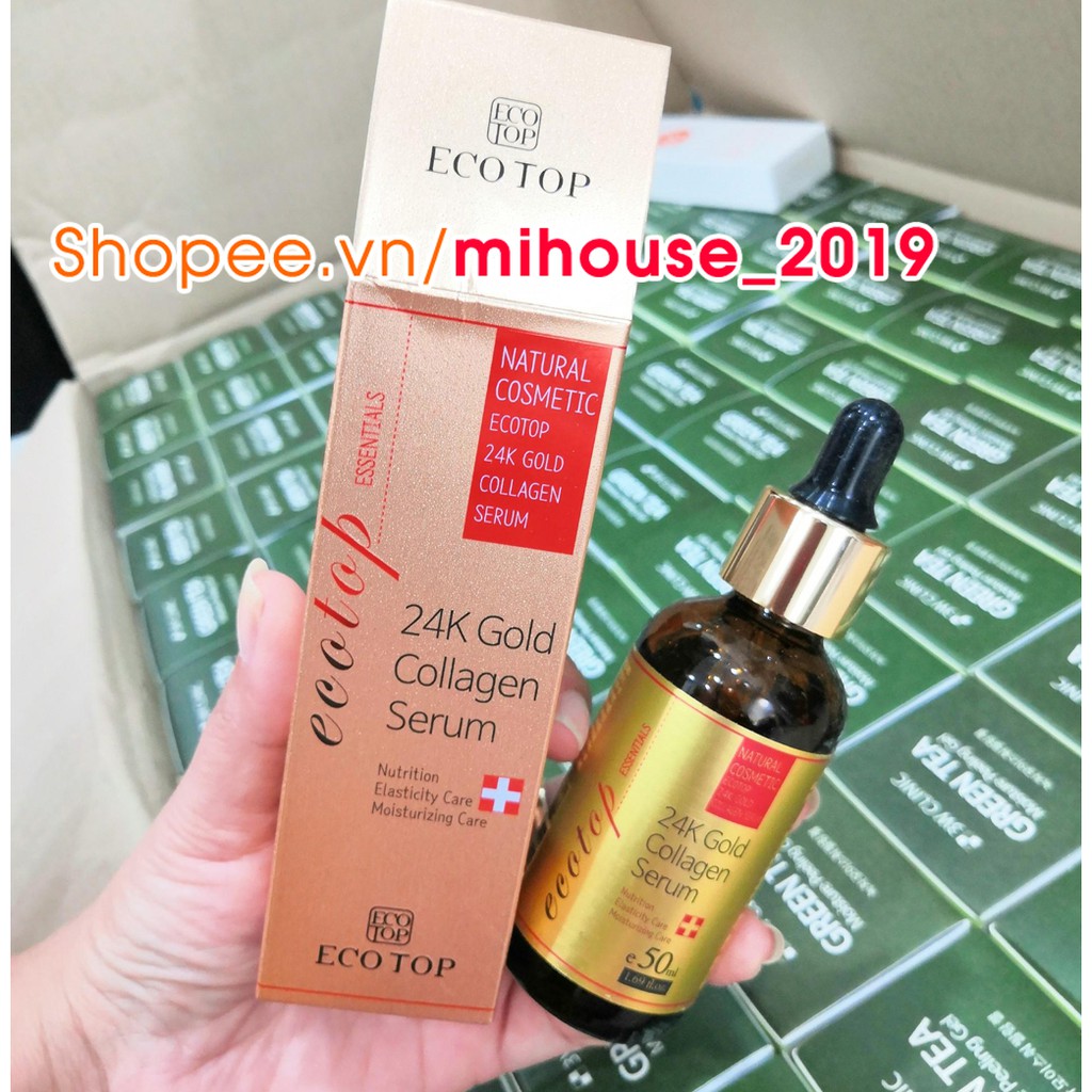 [Hàng chính hãng] Serum dưỡng trắng da chống lão hoá ECOTOP 24K Gold Collagen Serum 50ml