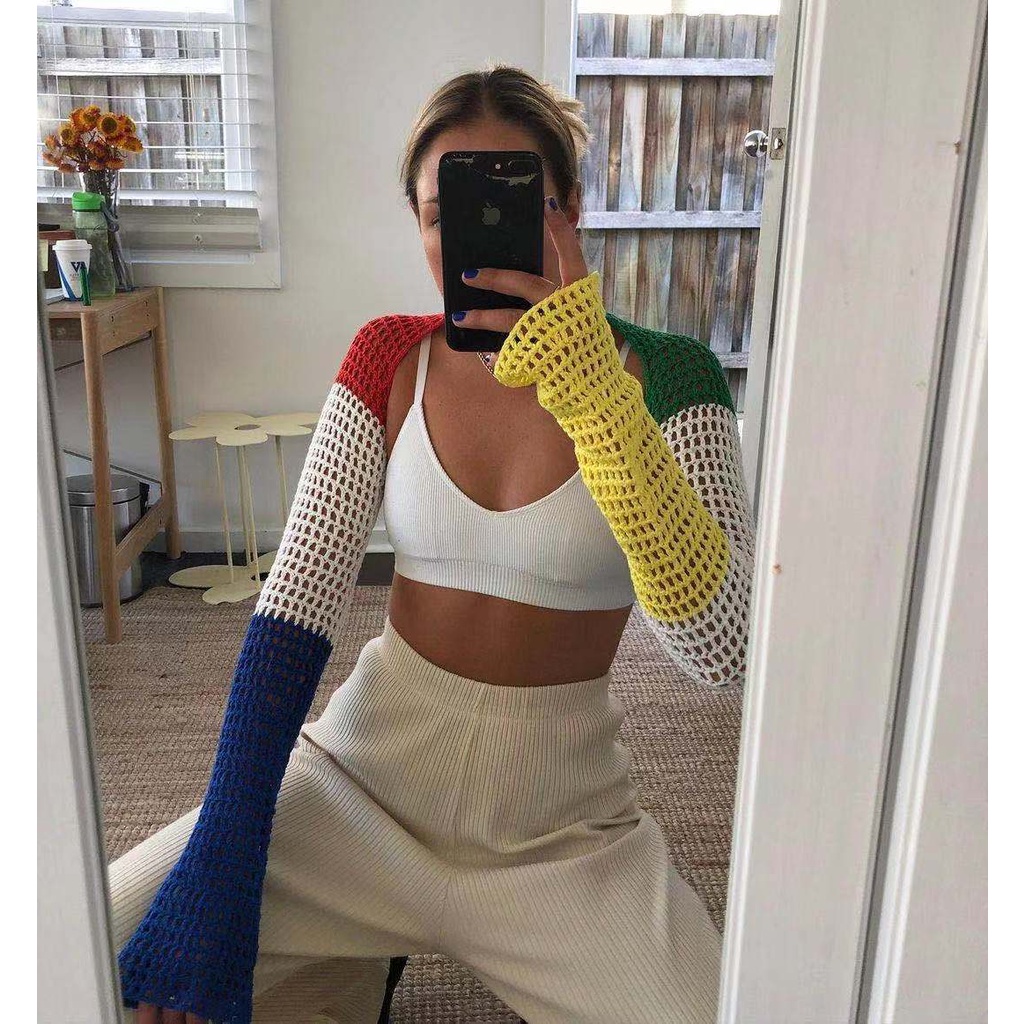 DUNEA Áo Dệt Kim Tay Dài Màu Sắc Trẻ Trung Năng Động Cho Nữ