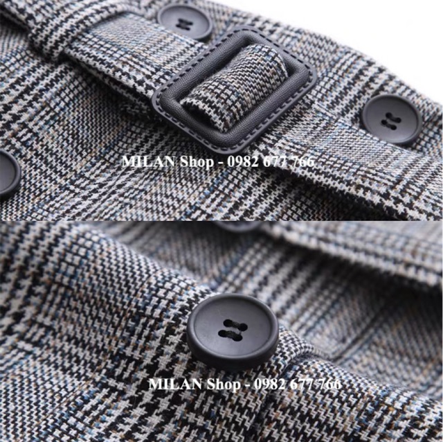 Chân váy dạ ngang gối kèm đai 2 hàng khuy thời trang. | BigBuy360 - bigbuy360.vn