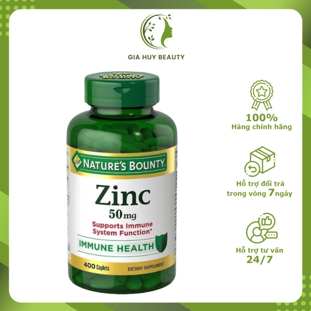 Viên uống Nature's Bounty bổ sung vitamin ZinC - Thực phẩm chức năng bổ sung Kẽm USA 500 viên