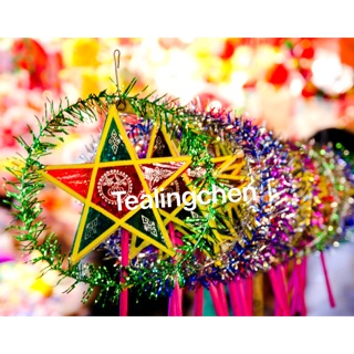 Combo 50 lồng đèn ngôi sao kiếng size 4 tấc - lồng đèn trung thu ngôi sao giấy kiếng truyền thống size 40cm