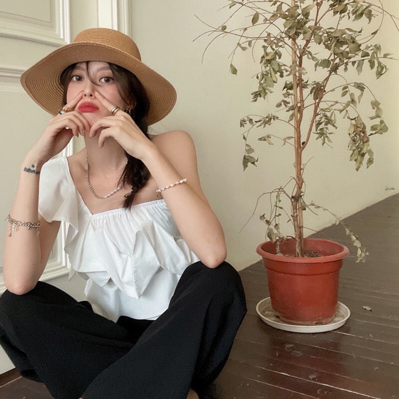 Áo somi bánh bèo lệch vai sexy 2022