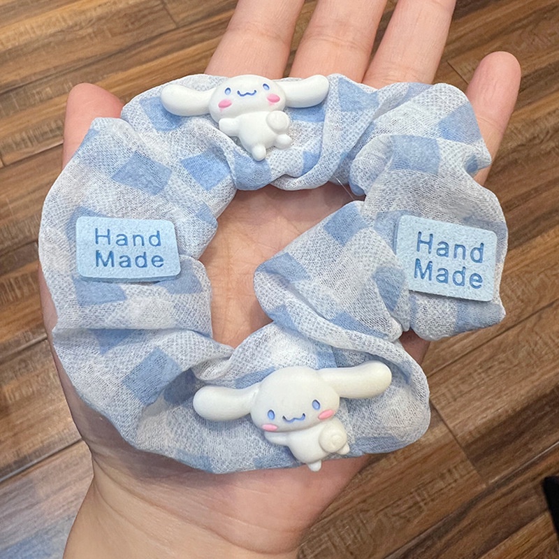 Dây Cột Tóc Hình Thỏ Họa Tiết Sọc Caro Ngọt Ngào Cho Bé Gái