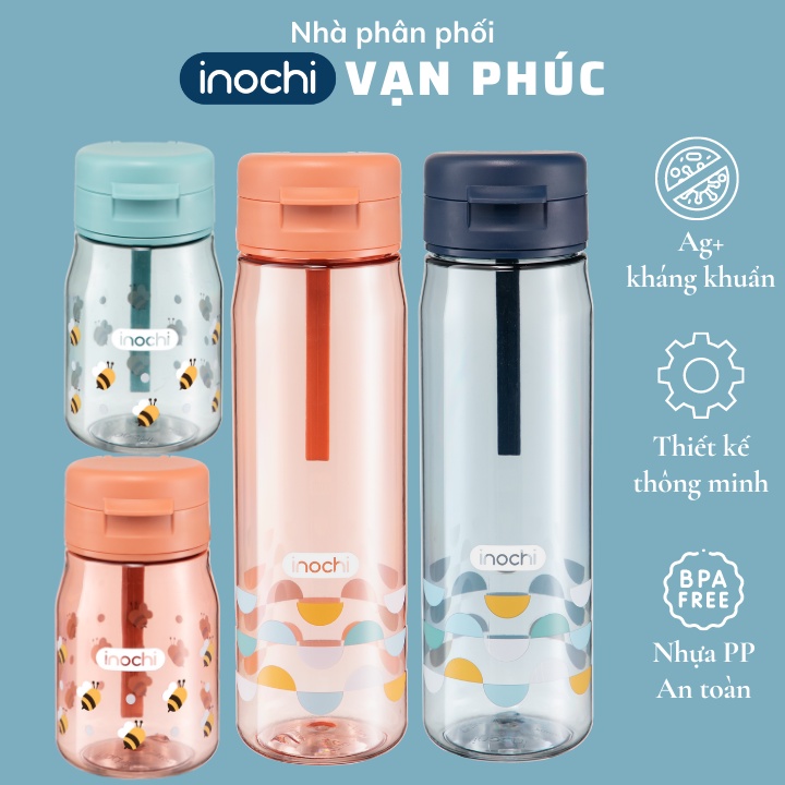 Bình nước thể thao, trẻ em, xe đạp, gym, học sinh không BPA Inochi Kita Fami an toàn tối đa, cao cấp cho bé Vạn Phú