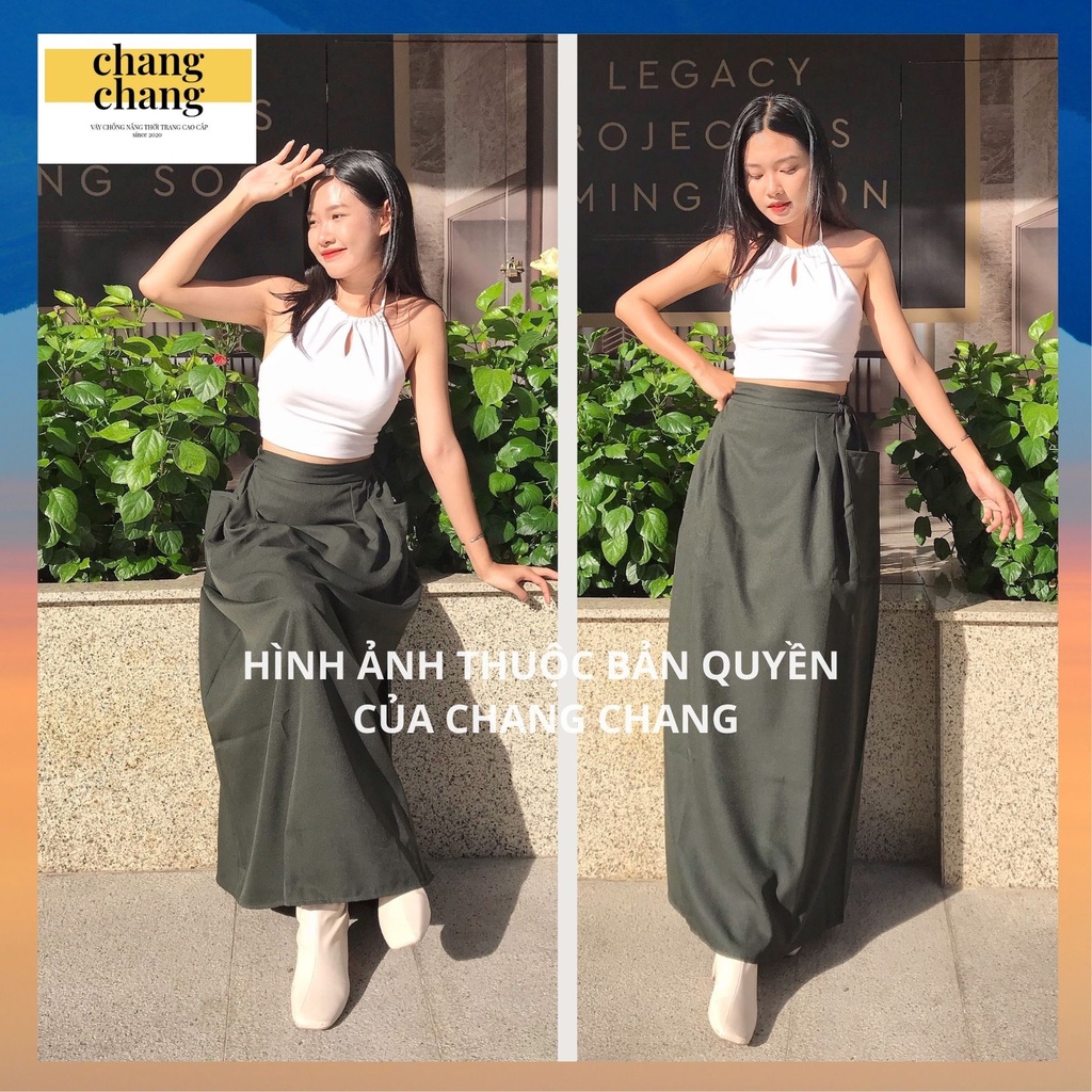 Váy Che Nắng Thiết Kế Lưng Thun Cài Nút CHANG CHANG, Quây Che Nắng Vải Lưng Thun Dày Mềm
