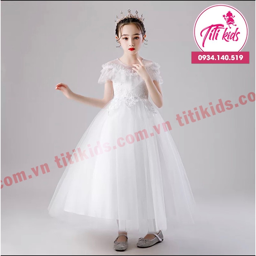 Đầm Công Chúa Bé Gái TiTiKids Đầm Xếp Ly Cổ Không Tay CC159