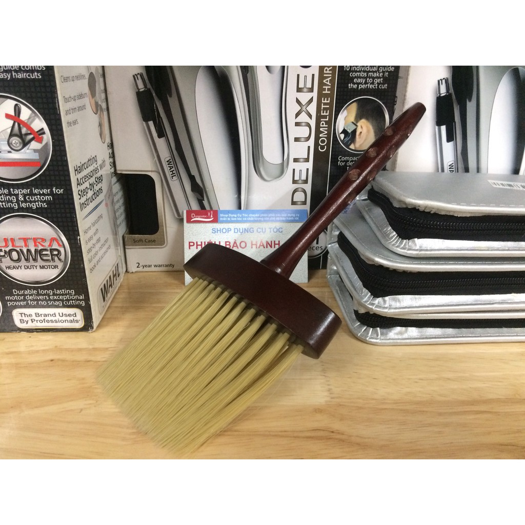 Chổi phủi tóc Barber cán gỗ, cây phủi tóc lông mềm cao cấp loại 1