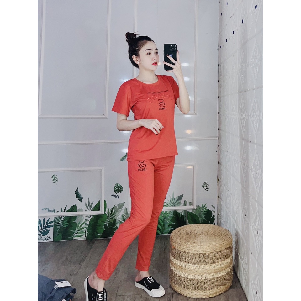Đồ bộ nữ đồ mặc nhà dễ thương quần dài thun cotton bộ trung niên kiểu đẹp form rộng bigsize mã ĐBĐ06