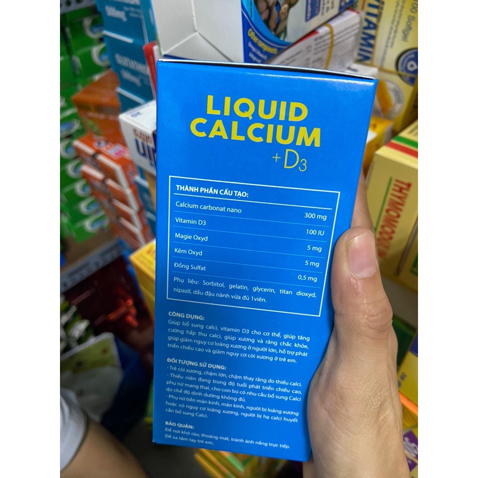 Viên uống bổ sung canxi Liquid Calcium D3 giúp chắc khỏe xương, phát triển chiều cao