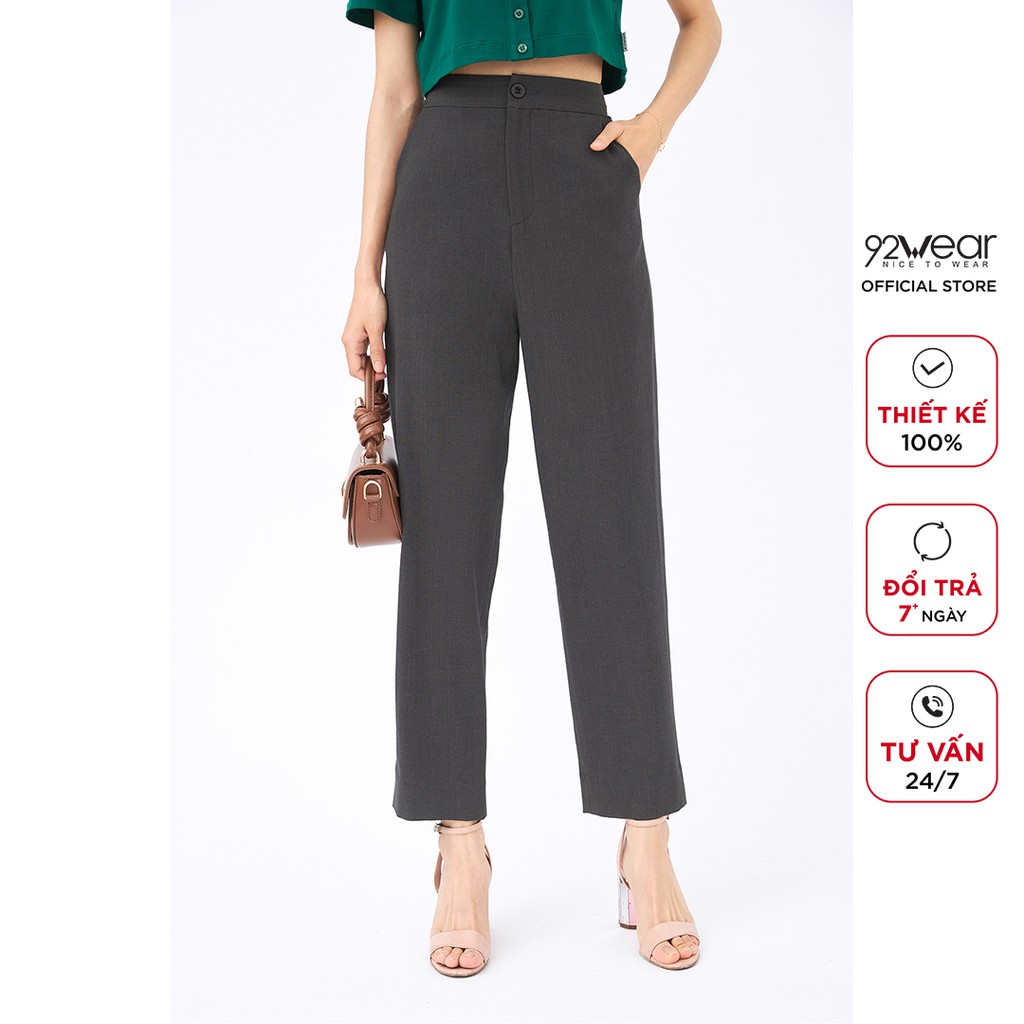 Quần baggy nữ công sở 92WEAR đủ màu, đủ size, ống suông 2 túi chéo QAW0827