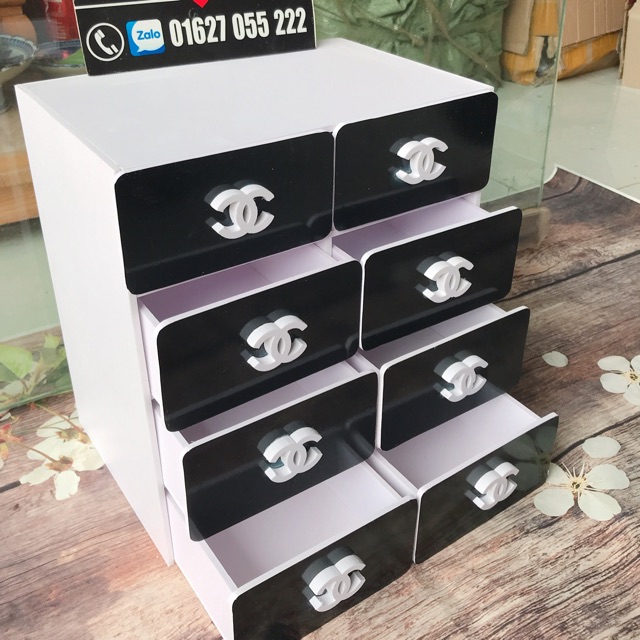 Tủ mini phân loại thuốc, tủ đựng mỹ phẩm 8 ngăn kéo tiện dụng cao 32cm.