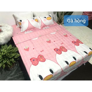 (Mẫu mới) Bộ Ga Gối Poly Cao Cấp HCM 1M8X2M TIM LOVE ĐỎ