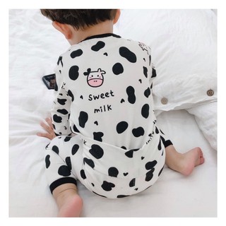Bộ Thu Đông Dài Tay Cho Bé 💖Bộ Cotton Dài Tay Bò Sữa Cho Bé Trai Bé Gái Với Họa Tiết Siêu Dễ Thương .