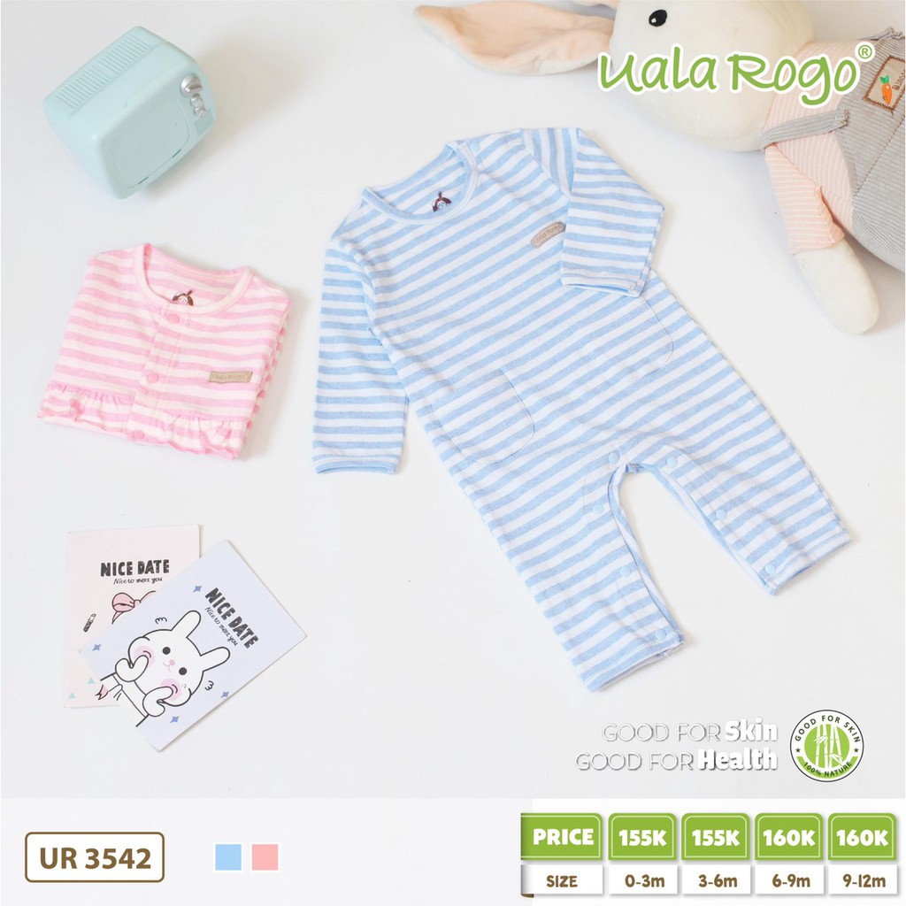 Body dài kẻ ngang vân zigzag cotton mềm UALA ROGO 3542