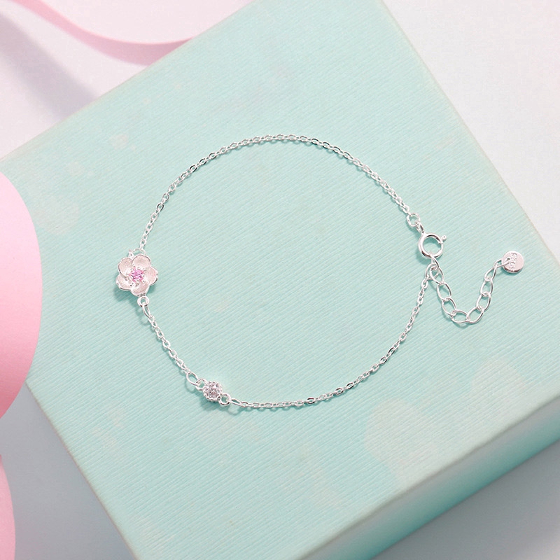 MANYUE Nữ Thời Trang Tinh Tế Bông Hoa Bạc Chuỗi Pha Lê Vòng đeo Tay Flower Silver Chain Crystal Bracelet Fashion Jewelry Gifts