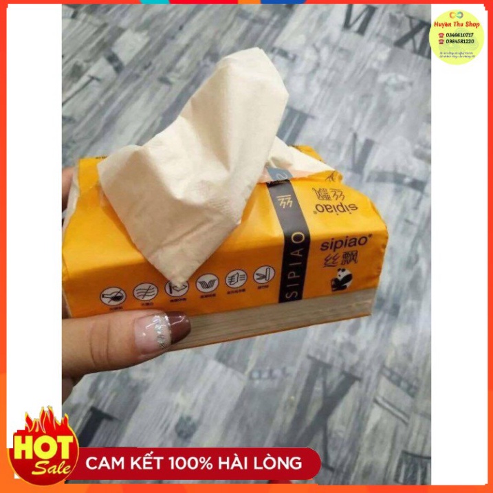 Combo 4 gói giấy ăn sợi tre Sipiao không tẩy trắng