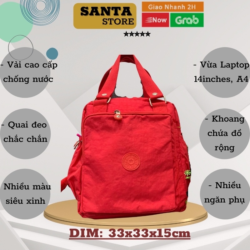 Túi balo nữ vải dù canvas thời trang Kipling MS2130 SANTA STORE cao cấp xách tay đeo chéo đi làm du lịch nhiều ngăn