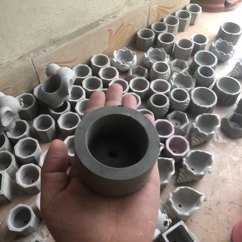 Chậu xi măng mini trồng sen đá, decor