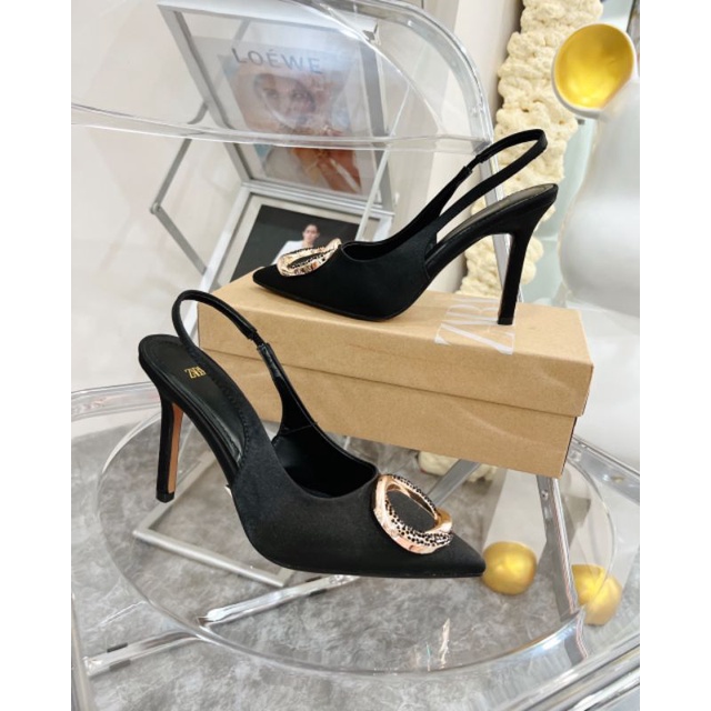 Giày Sandal Bệt 9p Lụa Zara Khoá Tròn Mềm Êm Fullbox Tag Cao Cấp