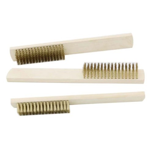 Bàn Chải Đánh Rỉ Sợi Đồng Cán Gỗ 7 Hàng