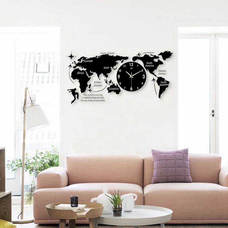 Đồng Hồ Treo Tường Trang Trí Hình Map, Đồng Hồ Treo Tường Decor Sáng Tạo