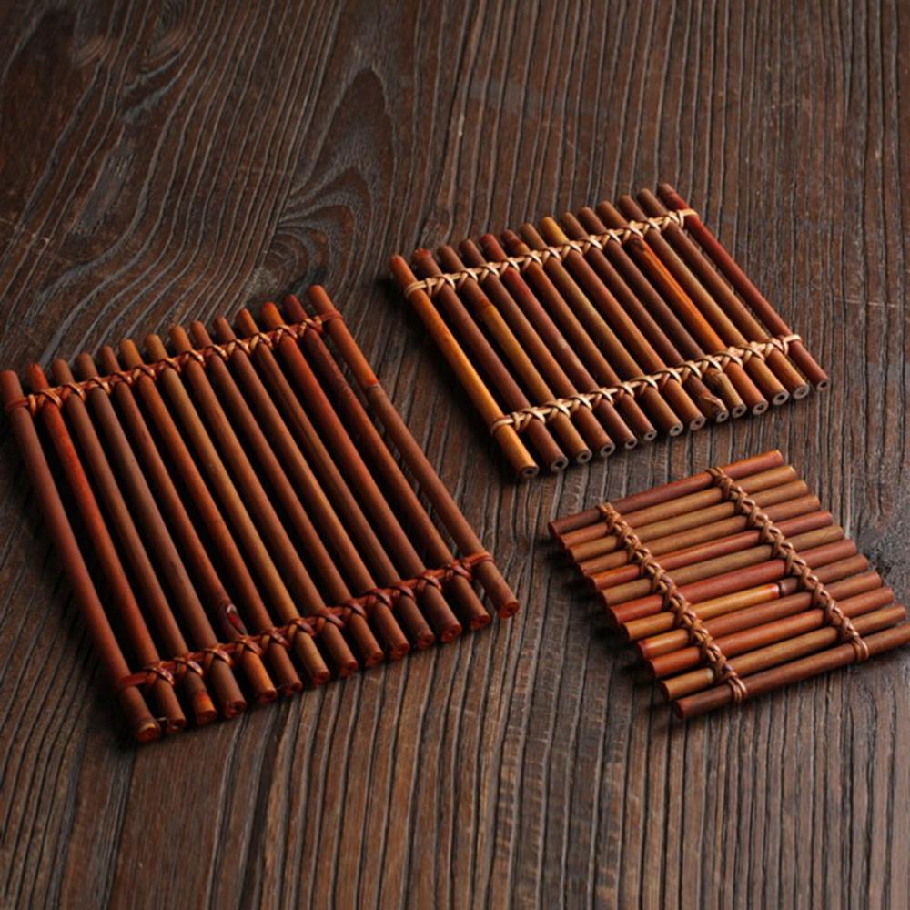 Đế Lót Ly Bằng Tre Đan Cách Nhiệt Tiện Dụng