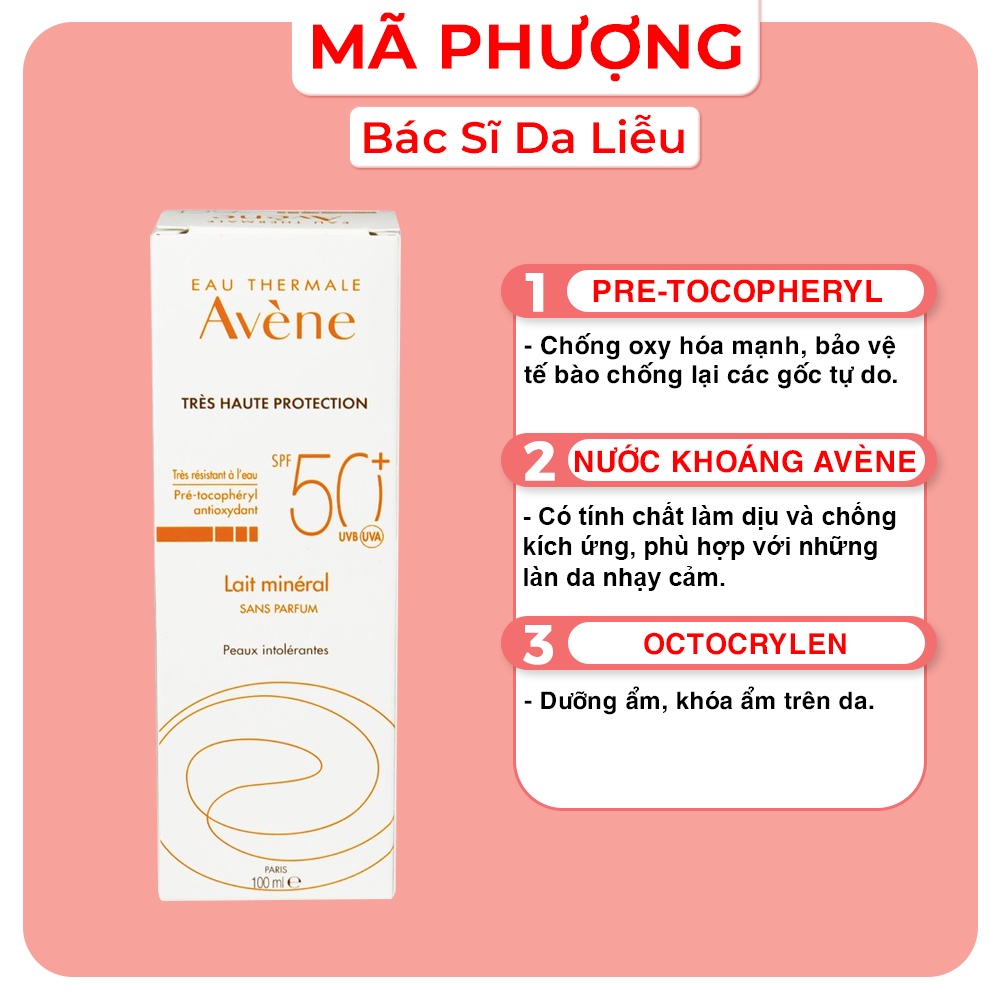 Kem chống nắng vật lý Avene Very High Protection Lotion SPF 50+ 100ml