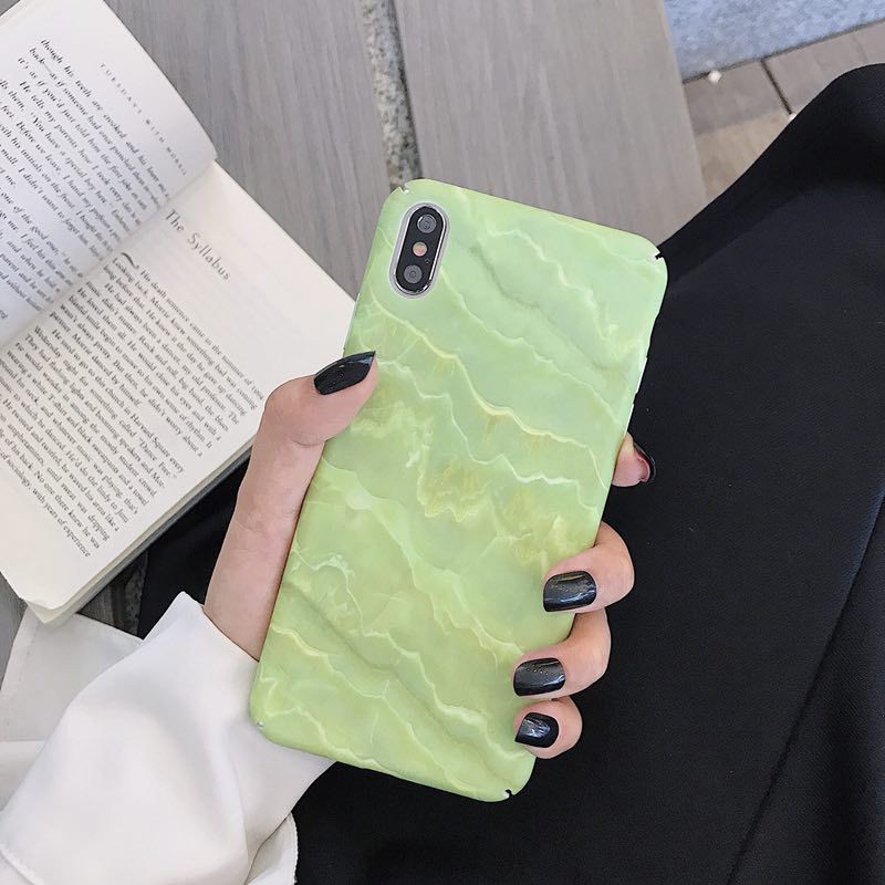 [ IPHONE ] Ốp Lưng Cứng Vân Đá Xanh - A015