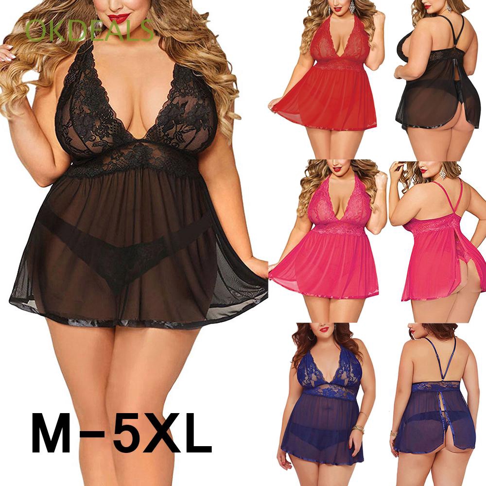 FREESHIP ĐƠN 99K_ Nightwear Underwear Dress Lace With Thongs Women Sexy Lingerie