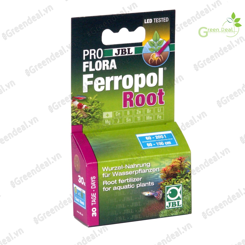 JBL ProFlora - Ferropol Root (Hộp 30 viên) | Phân nhét cao cấp cho hồ cá thuỷ sinh