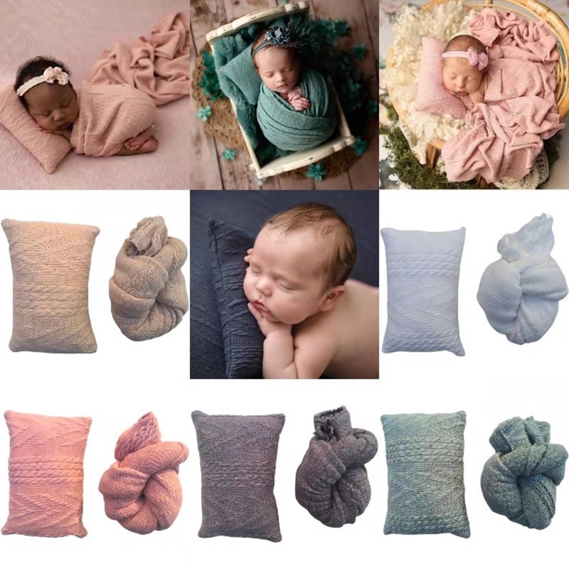 Set 2 chăn quấn và gối làm phụ kiện chụp ảnh cho bé sơ sinh