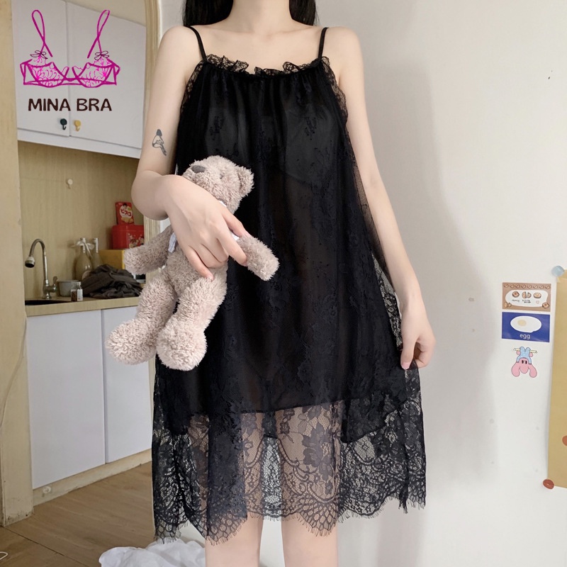 Váy Ngủ Mặc Nhà Thời Trang MINABRA Đầm Ngủ Công Chúa Phối Ren Mềm Mại, Thoải Mái KL02 | BigBuy360 - bigbuy360.vn